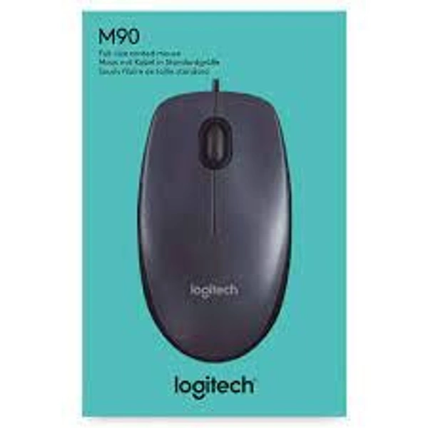 LOGITECH Logitech M90 Wired USB Mouse, 1 yr Warranty, 1000 DPI Optical Tracking, Ambidextrous PC/Mac/Laptop - Black - Black