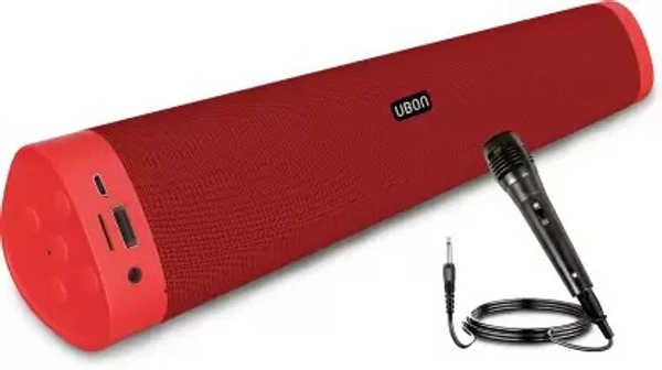 Ubon SP-8005 Sound Aura with Karaoke Mic 6 W Bluetooth Soundbar  (Red, Stereo Channel) - black