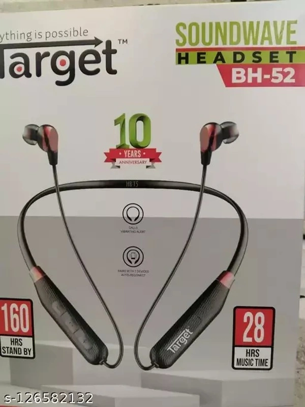 TARGET BH-52 SOUNDWAVE HEADSET FLEXIBLE NECK STRAP UNIQUE WEARING STYLE EASY TO CARRY CALLS VIBRATING ALERT PREMIUM QUALITY - BLACK