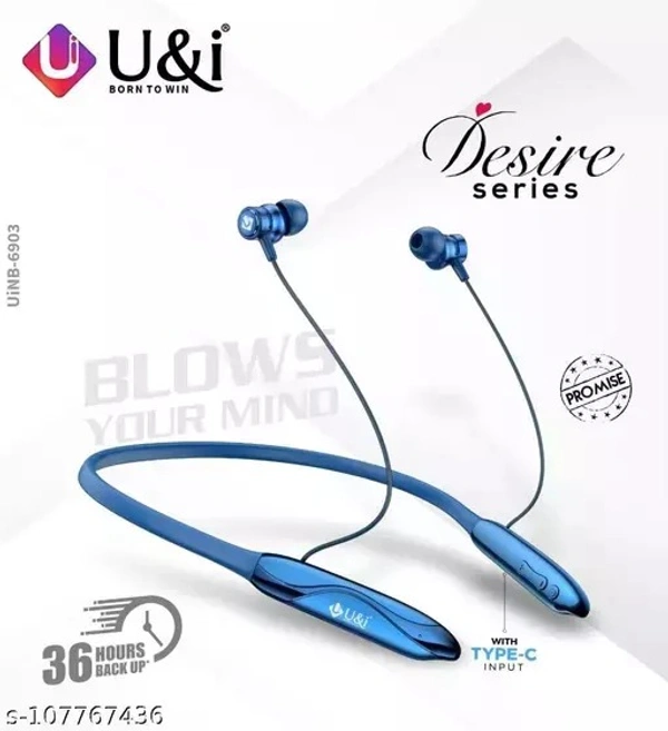 UIND hybass UiNB-6903 Desire 36hrs Battery Backup Wireless Neckband Bluetooth Headset  (Green, In the Ear)