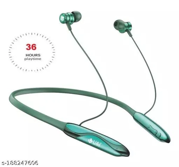 UIND hybass UiNB-6903 Desire 36hrs Battery Backup Wireless Neckband Bluetooth Headset  (Green, In the Ear)