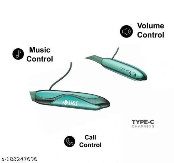 UIND hybass UiNB-6903 Desire 36hrs Battery Backup Wireless Neckband Bluetooth Headset  (Green, In the Ear)