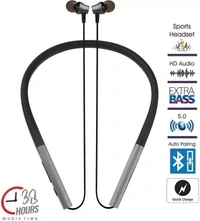 vippo VIPPO VBT-1395 GRAND SERIES 38 Hours Playtime Magnetic storage wireless Neckband Bluetooth Headset  (Grey, In the Ear) - black