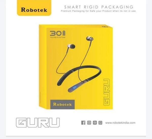 ROBOTEK  Robotek Guru 30 Hour Playtime Bluetooth Headset (Multicolor, In the Ear) - BLACK