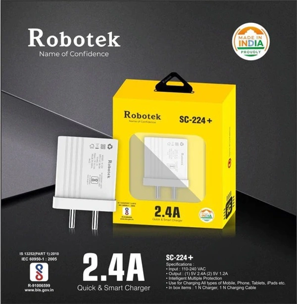 Smart Charger SC-224 Plus with USB Data Cable - WHITE