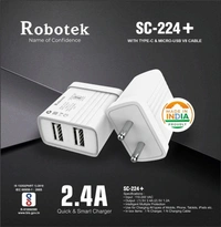 Smart Charger SC-224 Plus with USB Data Cable - WHITE