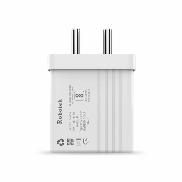 Smart Charger SC-224 Plus with USB Data Cable - WHITE