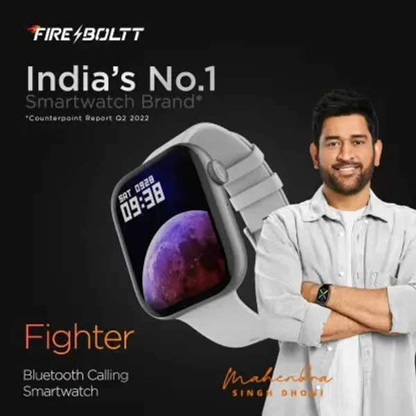 FIRE BOLTT  Fire-Boltt Fighter 1.8'' Bluetooth Calling Smartwatch, 118 sports modes, AI Voice Assistant Smartwatch  (Grey Strap, Free Size) - Pharlap