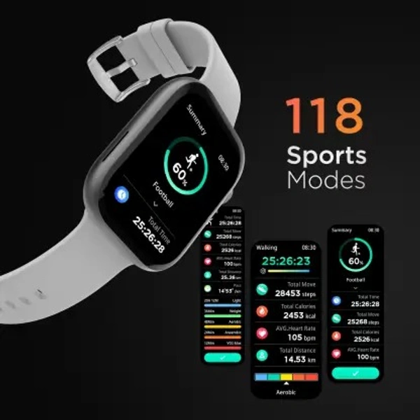FIRE BOLTT  Fire-Boltt Fighter 1.8'' Bluetooth Calling Smartwatch, 118 sports modes, AI Voice Assistant Smartwatch  (Grey Strap, Free Size) - Pharlap