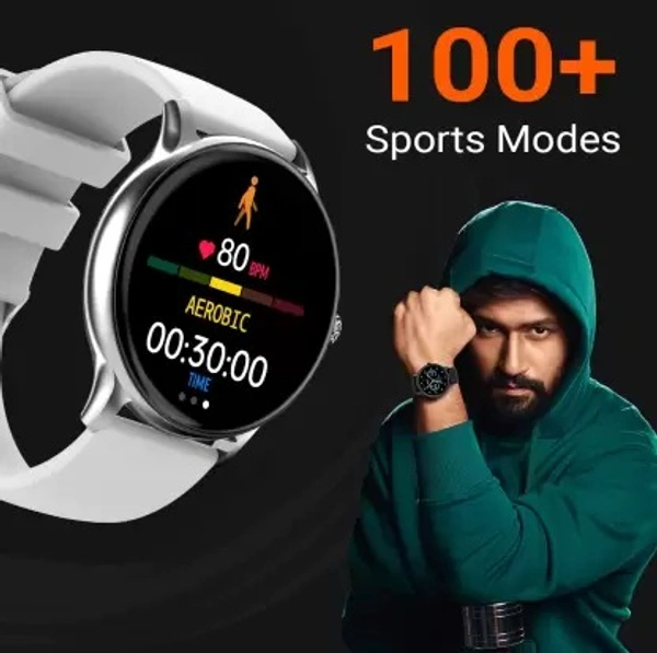 FIRE BOLTT Fire-Boltt Hurricane 1.3" Curved Glass Display with 360 Health Training, 100+ Sports Modes Smartwatch  (Grey Strap, Free Size) - WHITE,GREY,BLACK