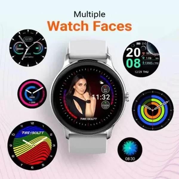 FIRE BOLTT Fire-Boltt Hurricane 1.3" Curved Glass Display with 360 Health Training, 100+ Sports Modes Smartwatch  (Grey Strap, Free Size) - WHITE,GREY,BLACK