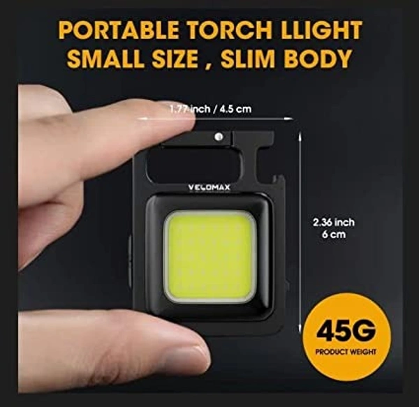 Mini Keychain Flashlights, 800 Lumens Bright COB Rechargeable Keychain Light Pocket Flashlight 4 Light Mode - black