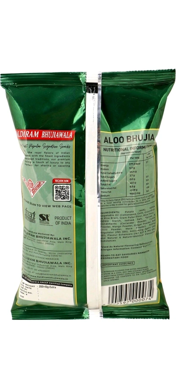 Haldiram Bhujiawala Aloo Bhujia - 200g+10g