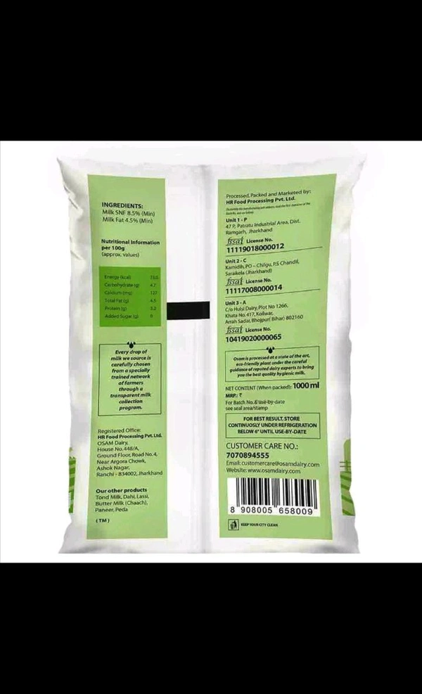 Osam Standrazied Milk  - 1l