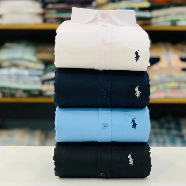 R_L Polo Men's Plain Shirt Combo - Pack of 4 | Premium Cotton | Casual & Formal Wear - M-38