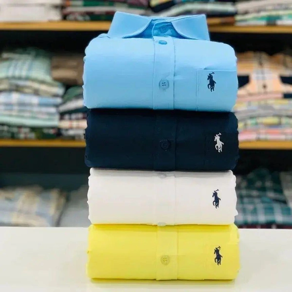 R_L Polo Men's Plain Shirt Combo - Pack of 4 | Premium Cotton | Casual & Formal Wear - M-38