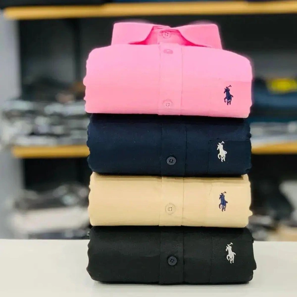 R_L Polo Men's Plain Shirt Combo - Pack of 4 | Premium Cotton | Casual & Formal Wear - L-40