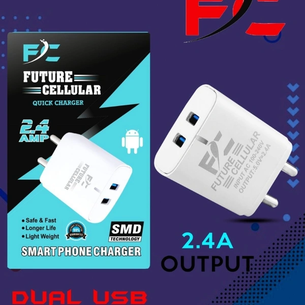 Future Cellular Mobile Charger +Charger Cable Double USB Port Fast Charger 2.4Amp for Samsung Galaxy J1/J2/J3/J4/J5/J6/J7/A3/A4/A5/A6+/A7/A8/A9/On 5/On 6/On 7/ On 8 Prime Pro Plus, J5 Prime, J7, J7 Prime, J7 Nxt, J7 Pro, J7 Max, J2 (2015) BSC056 - white, medium