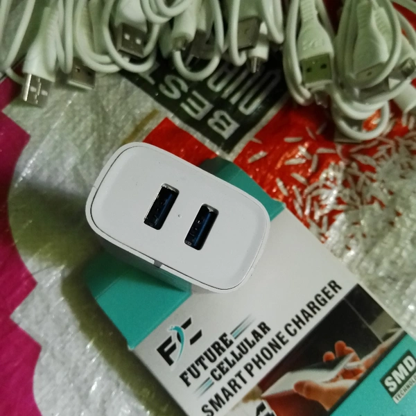Future Cellular Mobile Charger +Charger Cable Double USB Port Fast Charger 2.4Amp for Samsung Galaxy J1/J2/J3/J4/J5/J6/J7/A3/A4/A5/A6+/A7/A8/A9/On 5/On 6/On 7/ On 8 Prime Pro Plus, J5 Prime, J7, J7 Prime, J7 Nxt, J7 Pro, J7 Max, J2 (2015) BSC056 - white, medium