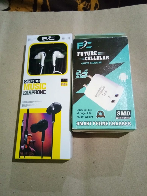Future Cullular Double USB Charger+ Future Cullular High Quality Sound Earphone - white, nun
