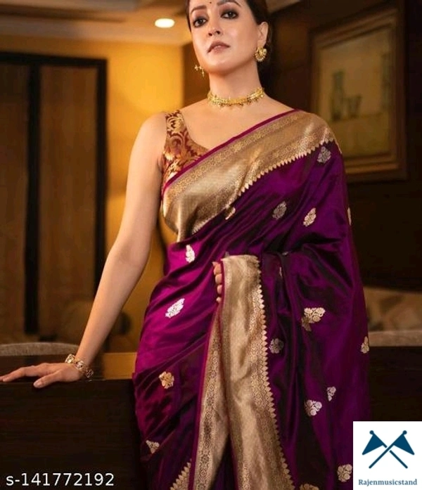 Kas Cotton Silk Saree - Chocolate Colour, Free