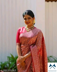 Kanjeevaram  Charvi Petite Sarees*Saree Fabric: Kanjeevaram SilkBlouse: Separate Blouse Piece - All, Free