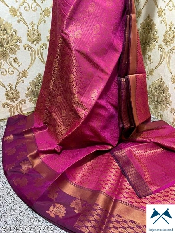 BrocadePattern: Zari WovenNet Quantity (N): SingleSizes: Free Size (Saree Length Size: 5.5 m, Blouse Length Size: 0.9 m)  - All, Free