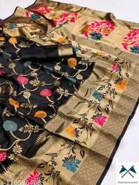 Oma Zari WovenBlouse Pattern: Product DependentNet Quantity (N): SingleSizes: Free Size (Saree Length Size: 5.5 m, Blouse Length Size: 0.8 m)  - All, Free