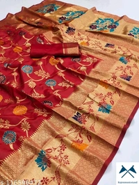 Oma Zari WovenBlouse Pattern: Product DependentNet Quantity (N): SingleSizes: Free Size (Saree Length Size: 5.5 m, Blouse Length Size: 0.8 m)  - All, Free