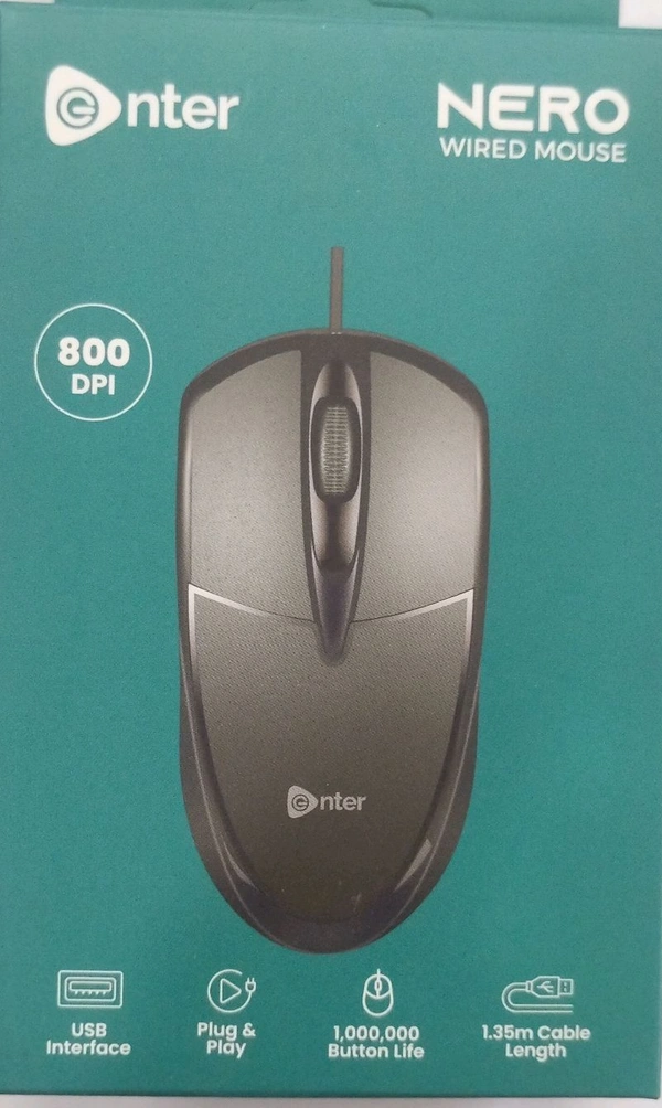 Enter USB Mouse - Black, Nero