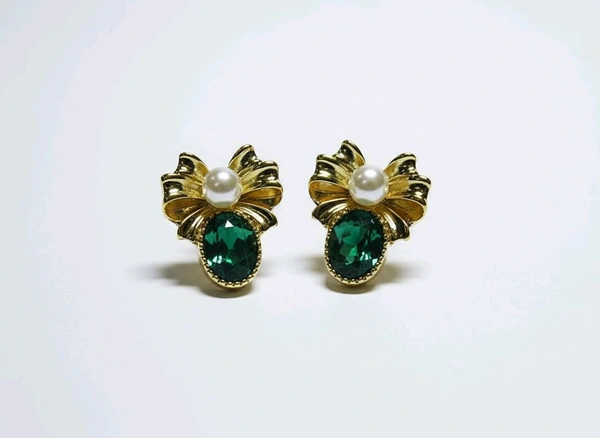 Green Stone Earrings  - Green