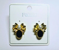 Black Stone Earrings  - Black