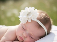 Plastic Flower Hair Tai ( Hair Band) For Baby Girl  - Carmine