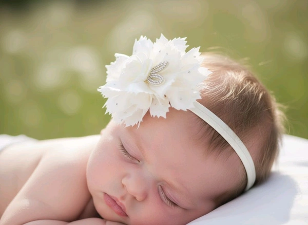 Plastic Flower Hair Tai ( Hair Band) For Baby Girl  - Carmine