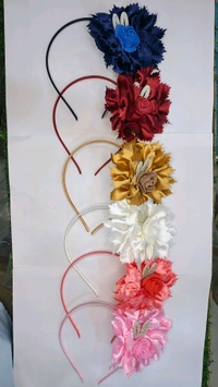 Plastic Flower Hair Tai ( Hair Band) For Baby Girl  - Carmine