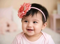 Plastic Flower Hair Tai ( Hair Band) For Baby Girl  - Ultramarine