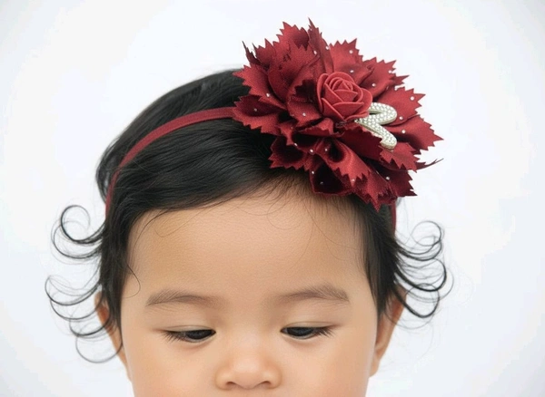 Plastic Flower Hair Tai ( Hair Band) For Baby Girl  - Lavender Rose