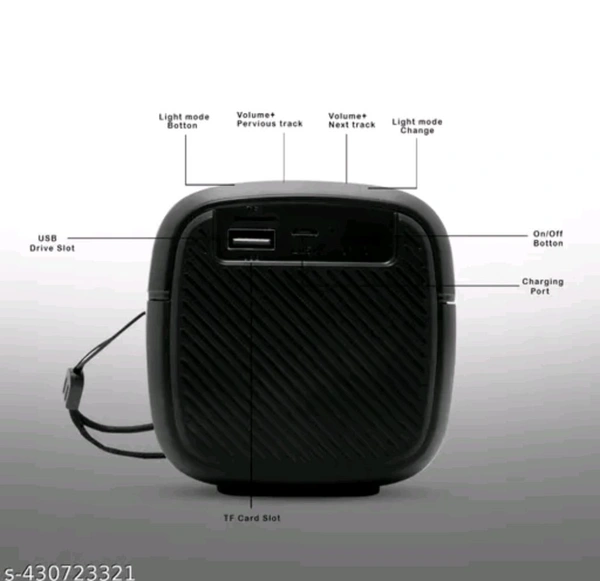 Mega Bass MINI Portable Wireless Bluetooth Premium Speaker 5 W4 - Black, Free Size
