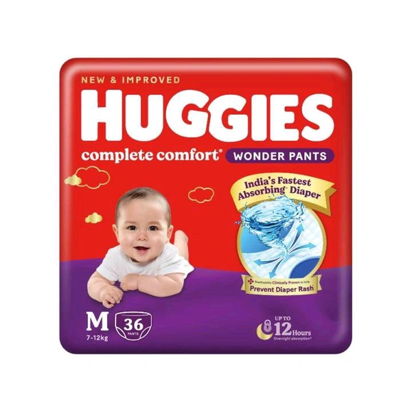 Huggies Complete Comfort Wonder Pants Diaper (M, 7-12 kg) - 36 Piecs M Size