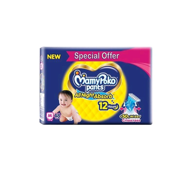 MamyPoko Pants Standard Diaper (M, 7-12 kg) - 48 Pices M Size