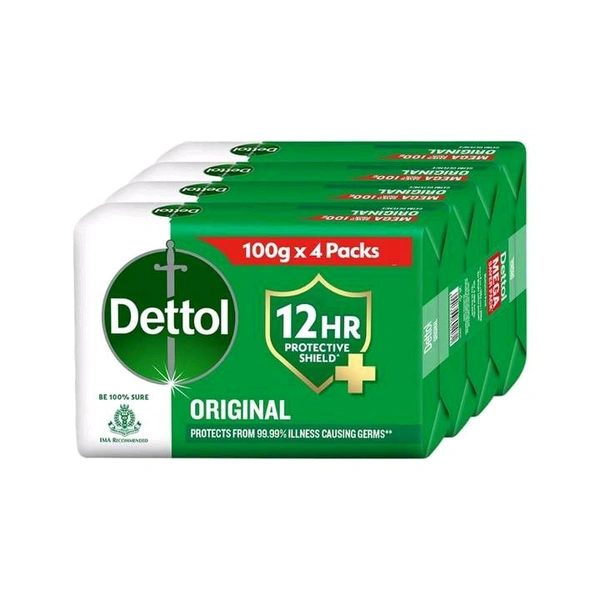 Dettol Original Bathing Bar Soap with 12 Hrs Germ Protection 4pack×100g