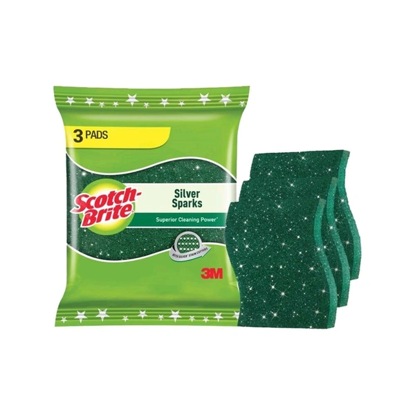 Scotch Brite Silver Sparks Scrub Pad 1pack 3piecs