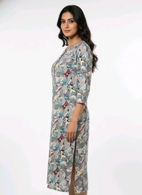 Thrinaiga Floral Printed Popcorn Kurti Grey - XL