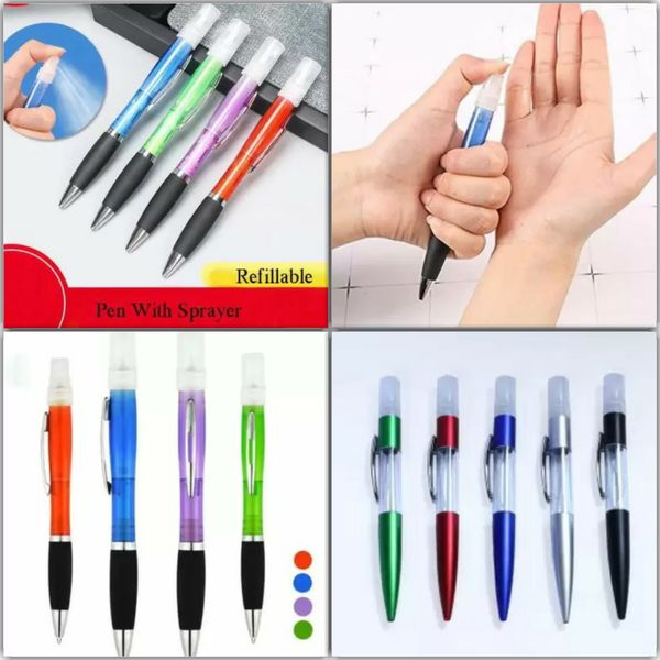 Sanitizer Spray Refillable Bottle Pen with Three Functions, Sanitize, Write and Press Elevator With clip1728PB - 4 ML