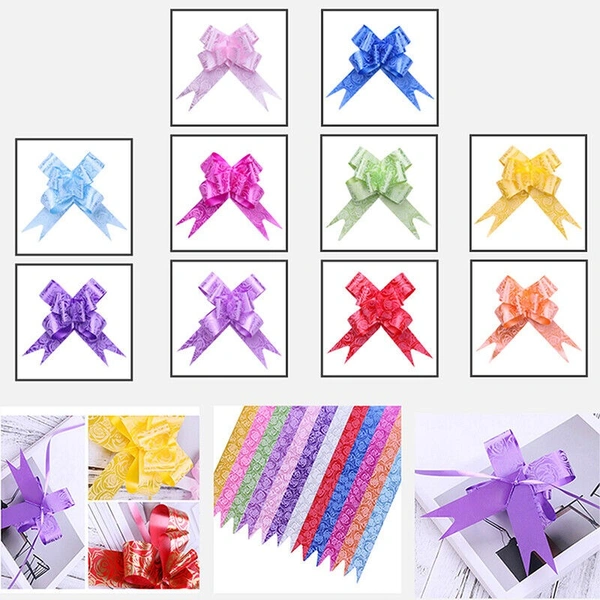 PULL RIBBON FLOWERS SIZE -15MM (PACK OF 10)
