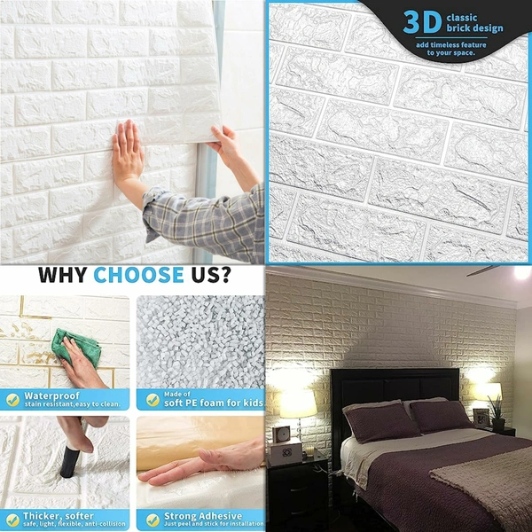 WALL STICKER BRICK WHITE - White