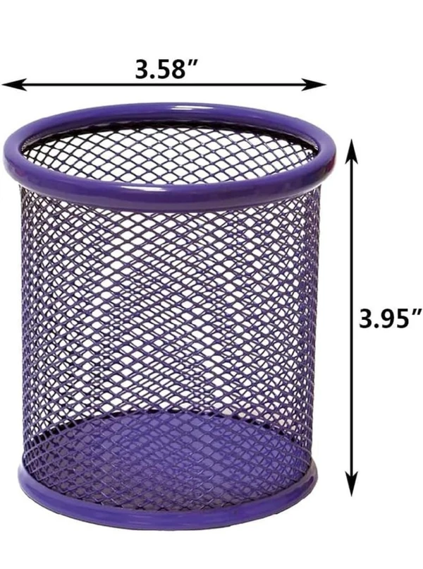 METAL PEN STAND ROUND PURPLE