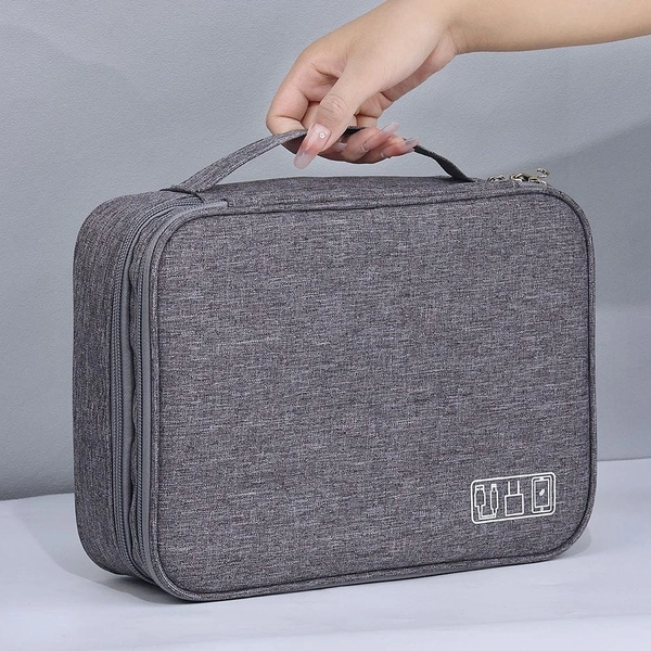 TRAVEL ACCESSORIES BAG 3 LAYER GREY 27X20X10
