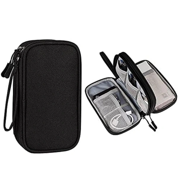TRAVEL ACCESSORIES BAG 2 LAYER BLACK 19X10X2