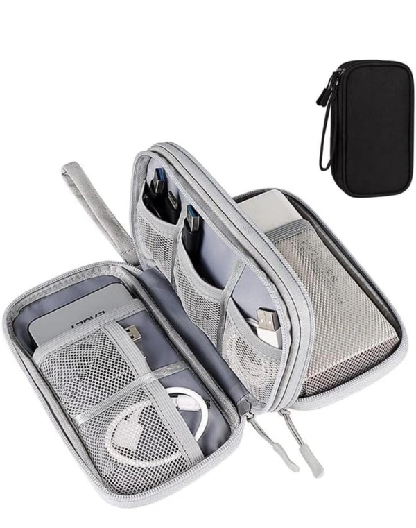 TRAVEL ACCESSORIES BAG 2 LAYER BLACK 19X10X2